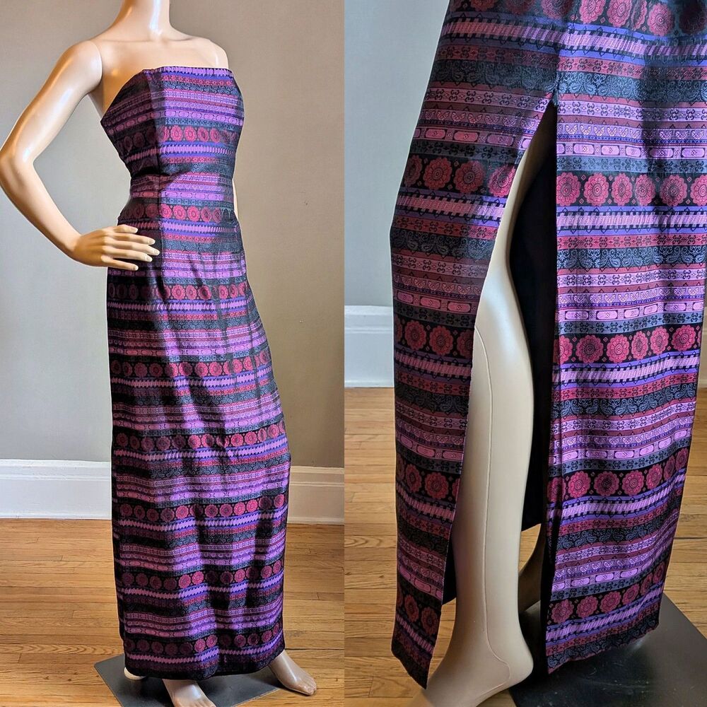 Vintage Y2K JM for Gunne Sax Strapless Gown Floral Brocade Maxi Prom Dress 13